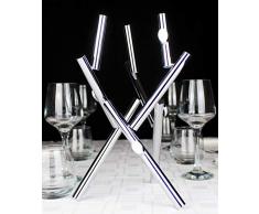 Claudio Bettini Centro de Mesa Decorativo Moderno Pieza Central Escultura Acero Cromado Color Plateado 22 x 22 x h 32 cm Hecho a Mano en Italia