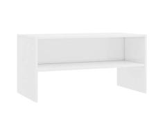 vidaXL Mueble TV Estante Mesa Baja Televisión Aparador Televisor Módulo Diseño Simple Compartimento Comedor Salón Habitación Aglomerado Blanco Brillo