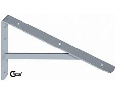 Estantería de soporte de carga pesada de tirantes GedoTec de carga pesada y consolas de Athena | 3 tamaños | De madera maciza de acero | 3 coloures | Capacidad de carga 200 - 300 kg | Made IN Germany, Stahl verzinkt, 495 x 330 x 30 mm