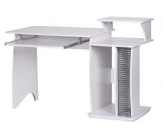 Wohnling wl1, 156 Escritorio Fabian con CD y Estante del Teclado 130 cm Blanco