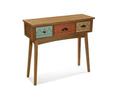 Versa Shikar Mueble Recibidor Estrecho para la Entrada o el Pasillo, Mesa Consola, con 3 cajones, Medidas (Al x L x An) 80,5 x 30 x 90 cm, Madera, Color Multicolor