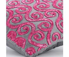 Rosado Cubierta De Cojines Decorativos, Con Cuentas De Desplazamiento Fucsia Rosado 35x35 cm Lanzar Fundas De Almohada, Sedala Seda Almohadas Fundas Para El Sofá-Pink Sugar Scroll