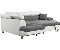 habitatetjardin Sofá esquinero Sophia Luxe - Blanco/Gris - Esquina Izquierda