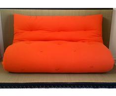 Sofá cama futón doble cara base tatami colores rojo/naranja medida futón 120 x 200 cm
