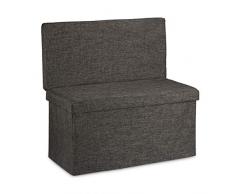 Relaxdays Baúl Almacenamiento, Puff Asiento Almacenaje, Banco Taburete con Respaldo, Lino, 1 Ud, 73 x 76 x 38 cm, Marrón
