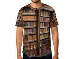 MONTOJ - Camiseta de manga corta para hombre, diseño de librería vintage, secado rápido 1 S