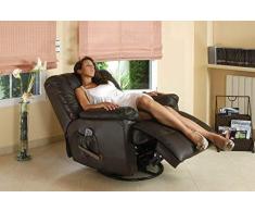ECO-DE Sofá de masaje balancín giratorio en piel con calor lumbar ECO-8615 marron