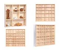 Alsino - Vitrina de madera para pared, madera de pino natural sin tratar, diferentes dimensiones, compartimentos, multifuncional, colgante, madera, Madera, SK-19 | 26 x 26 x 4 cm