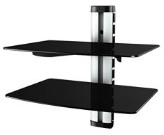RICOO DVD-S2, Estantería Pared, Estante Colgante, Soporte para Reproductor Multimedia, BLU-Ray, Hi-Fi, Accesorios TV, Meuble televisión, Cristal Negro