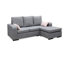 Muebles Baratos Sofa ChaiseLongue, Montado, Color Gris, 3 plazas, Antimanchas, ref-03A