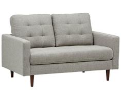 Marca Amazon - Rivet Cove - Sofá biplaza capitoné, estilo Mid-century, 143 cm de ancho (gris claro)