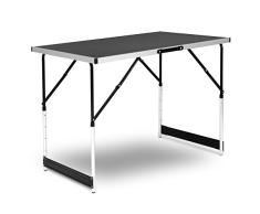 WOLTU Mesa de Camping Mesa Plegable Mesa de Jardín Mesa de Trabajo Mesa de Balcón Altura Regulable Aluminio Acero MDF Negro CPT8121sz