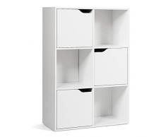 CSOTWAY Estantería con 6 Compartimentos Armario Estante para Oficina Archivos Librería de Blanco para CD Libro Almacenamiento