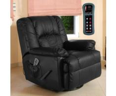 ECO-DE Sofá de Masaje Balancín Giratorio en Piel con Calor Lumbar ECO-8615 Negro