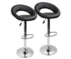 IntimaTe WM Heart Set de 2 x Taburetes de Bar Cuadrado y Moderno, Cuero de PU Telesilla con Respaldo Medialuna Altura Ajustable Giratoria para Bar Cocina (Negro)