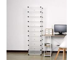 WOLTU Zapatero Modular Estantería por Módulos DIY, Zapatero con 10 estantes Almacenamiento para Habitación Salón Baño 47x35x170cm Blanco SR0052ws