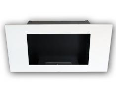 Gel y etanol chimenea Valencia Deluxe Blanco chimenea de pared chimenea de acero pintado al polvo + quemador 1 litro
