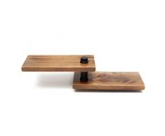 TuToy Tubo De Hierro De Estilo Industrial Ajustable Madera Doble Estante Giratorio Estantería