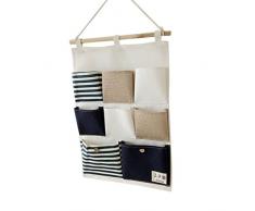 UEK lino y algodón de pared para colgar estantes organizador bolsa Holder multicapa bolsa de almacenamiento decoración del hogar maquillaje accesorio de 8 Pockets