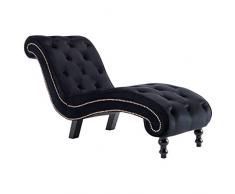 vidaXL Diván Chaise Longue Terciopelo Diseño Estilo Vintage Retro Elegante Clásico Sillón Relax Botones Tumbona Relajación Ergonómica Negra Salón Sala