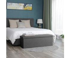 Songmics 110 x 38 x 38 cm Baúl Puff Taburete para Almacenaje Plegable Carga Máxima de 300kg Textil Lino Gris oscuro LSF77K