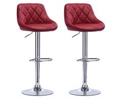 WOLTU 2X Taburete de Bar con Respaldo Cuero Sintético Taburetes Alto Cocina Regulable en Altura Taburete Giratorio Sillas Bar Taburete de Escritorio Burdeos BH23bd-2