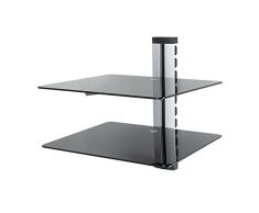 Estantería flotante de TV y de cristal con montaje en pared para TV LCD, LED x 1 DVD, Sky, Freeview
