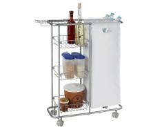 Wenko 12100100 - Carrito de cocina de metal y plástico (capacidad de 28 L, 80 x 58 x 20 cm, con 3 baldas y bolsa extraíble), color gris