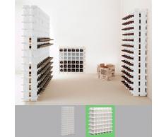 Sistema botellero modular PRIMAVINO, máx. 36 botellas, madera de pino, teñido blanco, apilable / ampliable - alt. 75 x anch. 75 x pr. 22 cm