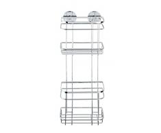 Wenko Turbo-Loc Estantería 2 Repisas, Acero Inoxidable, Plata Brillante, 12.5x18x47.5 cm