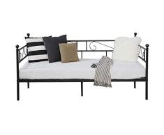 Aingoo sofá Cama Armadura de Cama con tablillas Cama de día Cama de Invitados 90 x 190 CM (Negro)