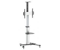Ricoo LCD TV soporte pie cristal Stand Soporte inclinable fs0444 giro Bar giratorio con ruedas, altura ajustable LED televisor Stand Muebles Rack VESA 400 x 400 universal Incluye DVD Receptor estante de cristal