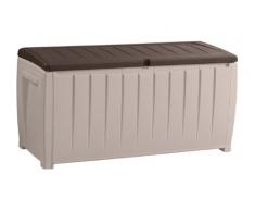 Keter 6007N Novel - Arcón multiusos, con posibilidad de uso como asiento, 340 L, color beige y marrón