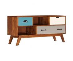 Festnight Mueble Mesa para TV con 3 Cajones,Armario Auxiliar, Aparador,Madera Maciza Acacia,110x35x50 cm