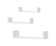 WOLTU Estantería para Pared Estantes flotantes Libros CDs Estante Colgante de Madera, Juego de 3 RG9311ws