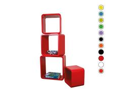 Estanterias Flotantes Diseño Moderno Cubos para Pared con Forma de Cubo CD Retro Librero LO02 (Rojo)
