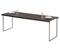 Butterfly Mesa de centro y comedor de diseño en acero cromado mate y sobres de madera roble color wengé, 4 posiciones distintas, acabados alta calidad