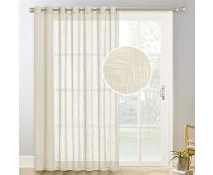 PONY DANCE Cortina Decorativa Semitranslucida con Ollaos con Estilo Simple Elegante Respeta Privacidad de Color Beige 254 CM x 210 CM(An x Al) 1 Pieza