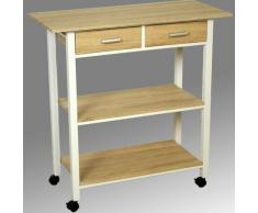 DONREGALOWEB Verdulero - Carro de Cocina Doble de Madera con 2 cajones y Dos estanterias en Color Madera y Blanco