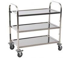 HOMCOM Carro de Cocina Multiusos Carrito Auxiliar con Ruedas Estantería Isla de Cocina 3 Niveles Carga 50kg Acero Inoxidable