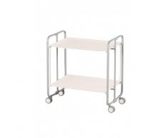 Carrito de té - Camarera plegable. Armazón metálico color gris - varios colores de bandejas disponibles (Blanco)