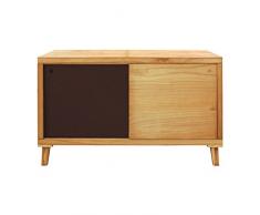 rebecca mobili Mueble auxilia Armario Bajo Pasillo Salón 2 Puertas Correderas Madera Marrón Design Moderno (Cod. RE6056)