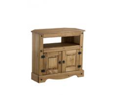 Birlea Corona - Mueble esquinero para televisión (madera de pino encerada)