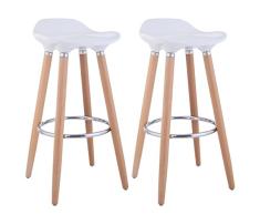 Taburetes, de FurnitureR, diseño moderno, ideal para bar o cocina, con patas de madera, 2 unidades, madera, Blanco, 2 PC