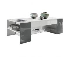 Mesa de Centro Clip en Blanco con Paneles en Gris de Alto Brillo