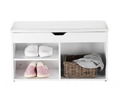 Orolay Gabinete de Zapatos de Madera Banco de Almacenamiento Zapatero con Asiento Acolchado (Blanco)