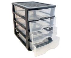 Plastic Forte - Cajonera de plástico Negra 4 cajones 35 x 27 x 35.5 cm