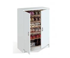Armario Auxiliar Zapatero Multiusos Blanco Brillo, estantes Regulables, 2 Puertas para Cocina, Oficina o Almacenamiento. 101cm Alto x 74cm Ancho x 37cm Fondo