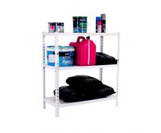 Estantería sin tornillos Ecoclick 3 estantes Blanco Simonrack 900x800x500 mms - Estantería metálica - Estantería para despensa - 280 Kgs de capacidad total al llevar ruedas