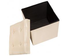 TecTake Asiento plegable arcón asiento puf ordenación caja de almacenaje 38x38x38 cm beige
